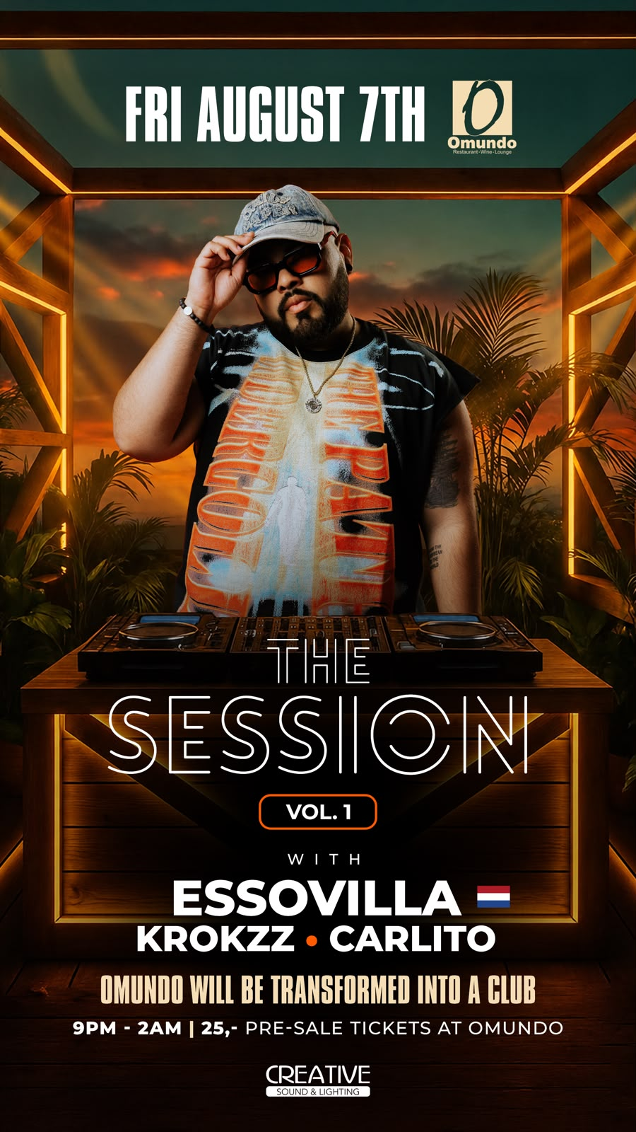 The Session Vol. 1 Party bei Omundo Curaçao mit Essovilla, Krokzz und Carlito am 7. August 2026